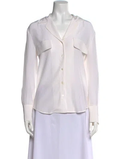 Pre-owned Frame Silk Long Sleeve Button-up Top In White