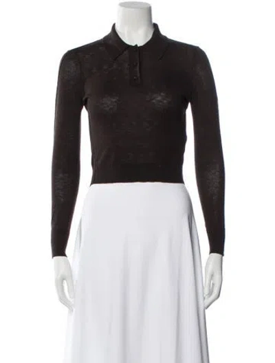 Pre-owned Frame Silk Long Sleeve Polo In Brown