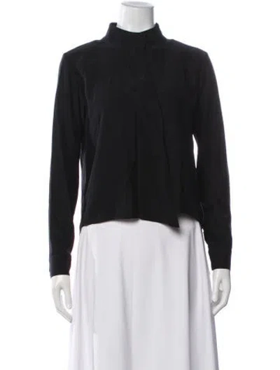 Pre-owned Frame Silk Long Sleeve Top In Black