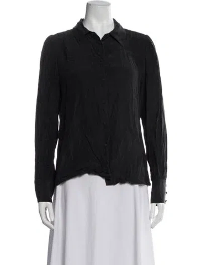 Pre-owned Frame Silk Long Sleeve Top In Gray