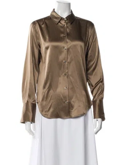 Pre-owned Frame Silk Long Sleeve Top In Neutral