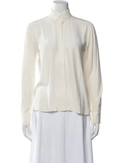 Pre-owned Frame Silk Long Sleeve Top In Neutrals