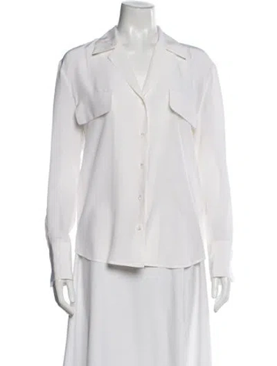 Pre-owned Frame Silk Long Sleeve Top In White