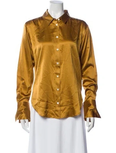 Pre-owned Frame Silk Long Sleeve Top In Yellow