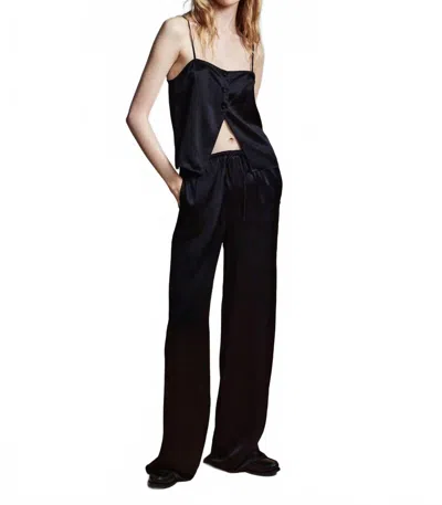 Frame Silk Lounge Wide Leg Pants In Black