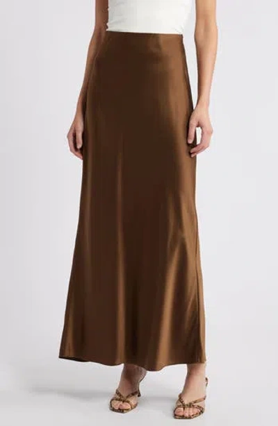 Frame Silk Maxi Slip Skirt In Green