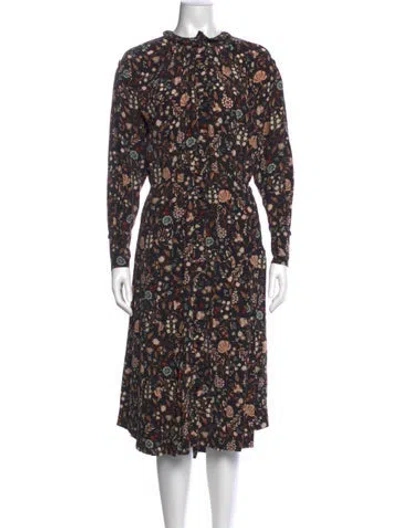 Pre-owned Frame Silk Midi Length Dress In Brown