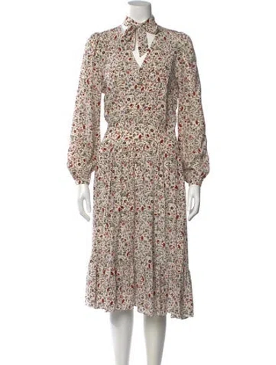Pre-owned Frame Silk Midi Length Dress In Neutrals