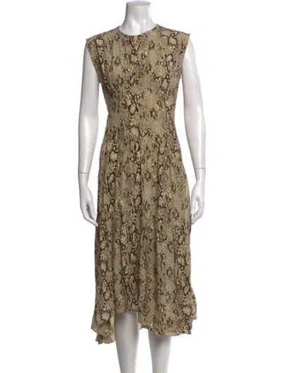 Pre-owned Frame Silk Midi Length Dress In Neutrals