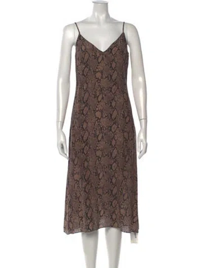 Pre-owned Frame Silk Midi Length Dress In Neutrals