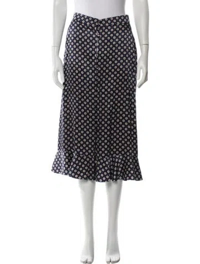 Pre-owned Frame Silk Midi Length Skirt In Blue