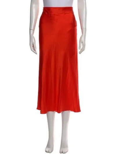 Pre-owned Frame Silk Midi Length Skirt In Orange