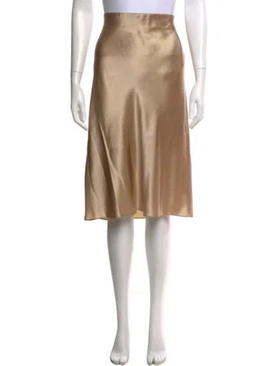 Pre-owned Frame Silk Midi Length Skirt W/ Tags In Brown