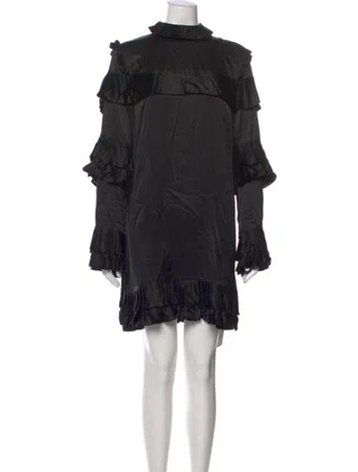 Pre-owned Frame Silk Mini Dress In Black