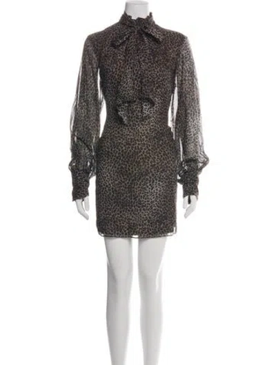 Pre-owned Frame Silk Mini Dress In Black