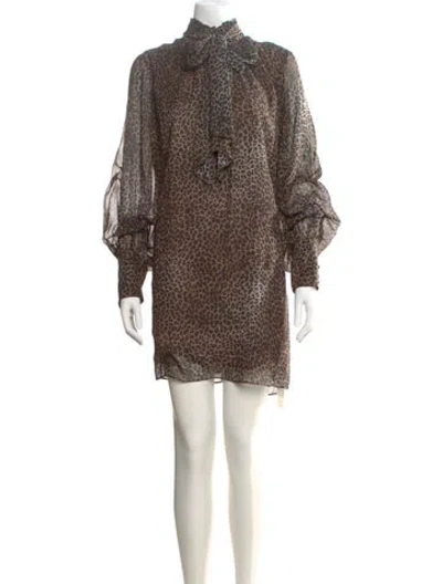 Pre-owned Frame Silk Mini Dress In Brown