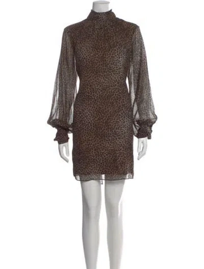 Pre-owned Frame Silk Mini Dress In Brown