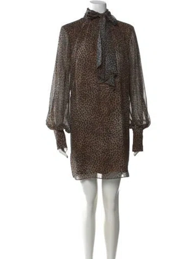 Pre-owned Frame Silk Mini Dress In Brown