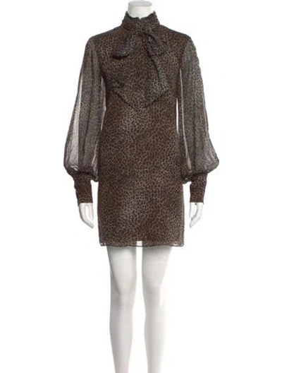 Pre-owned Frame Silk Mini Dress In Brown
