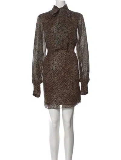 Pre-owned Frame Silk Mini Dress In Brown