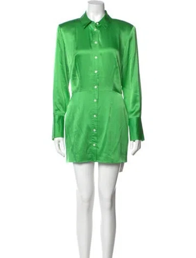 Pre-owned Frame Silk Mini Dress In Green