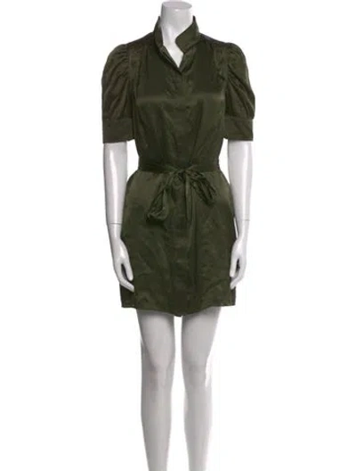 Pre-owned Frame Silk Mini Dress In Green