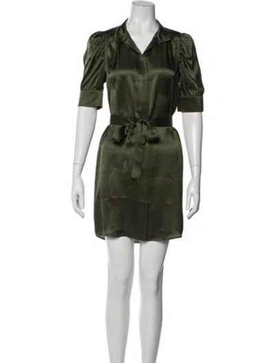 Pre-owned Frame Silk Mini Dress In Green