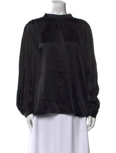 Pre-owned Frame Silk Mock Neck Blouse In Black