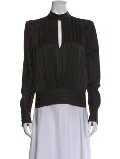 Pre-owned Frame Silk Mock Neck Blouse In Black