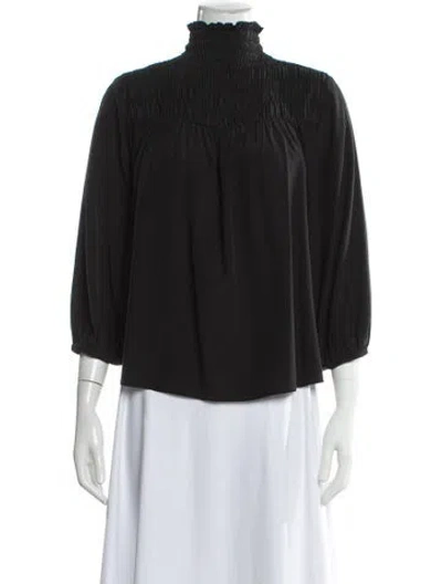 Pre-owned Frame Silk Mock Neck Blouse In Gray