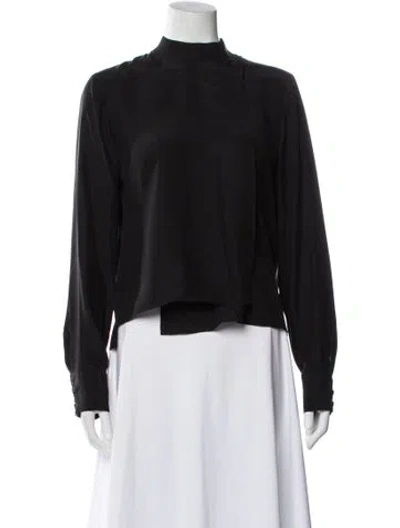 Pre-owned Frame Silk Mock Neck Blouse In Gray