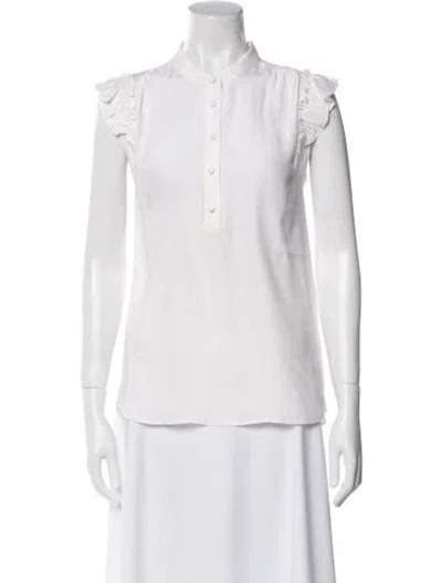 Pre-owned Frame Silk Mock Neck Blouse In Neutral