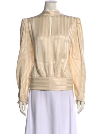 Pre-owned Frame Silk Mock Neck Blouse In Neutral