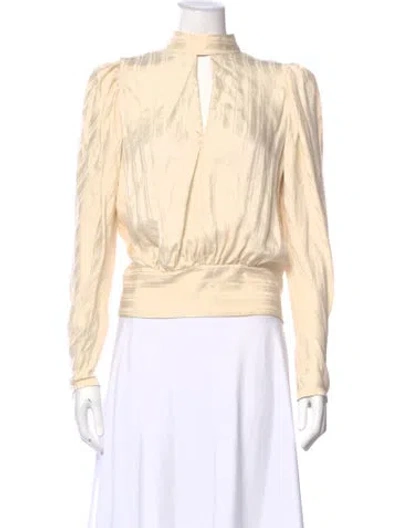 Pre-owned Frame Silk Mock Neck Blouse In Neutral