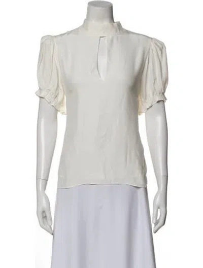 Pre-owned Frame Silk Mock Neck Blouse In Neutral