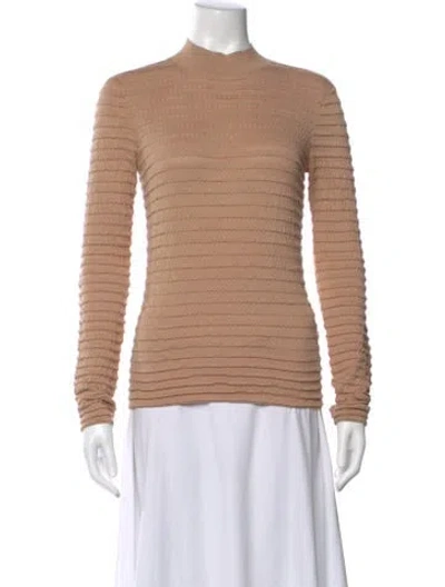 Pre-owned Frame Silk Mock Neck Blouse In Neutral