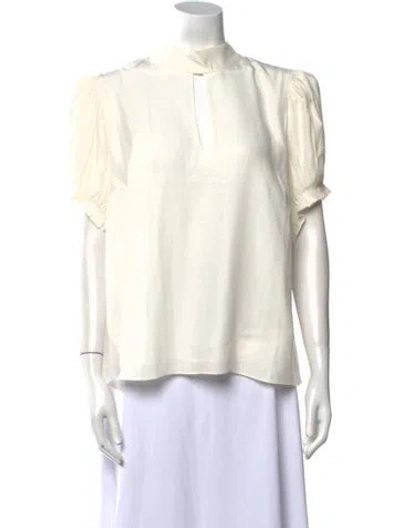 Pre-owned Frame Silk Mock Neck Blouse W/ Tags In White