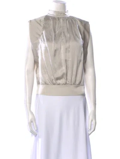 Pre-owned Frame Silk Mock Neck Crop Top