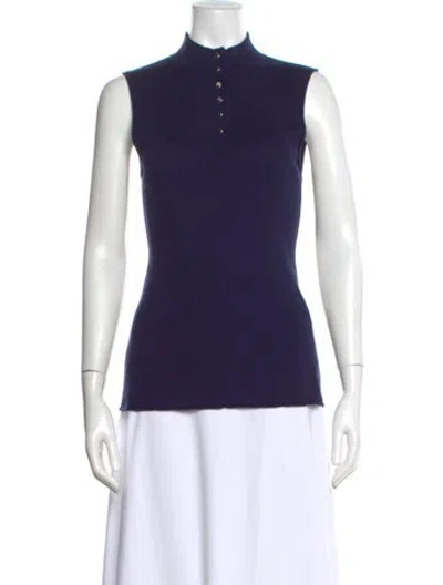 Pre-owned Frame Silk Mock Neck Sweater In Blue