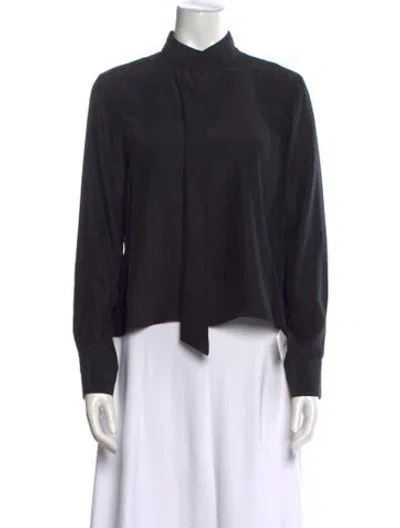 Pre-owned Frame Silk Mock Neck Sweatshirt In Black