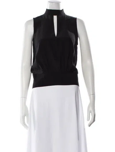 Pre-owned Frame Silk Mock Neck Top In Black