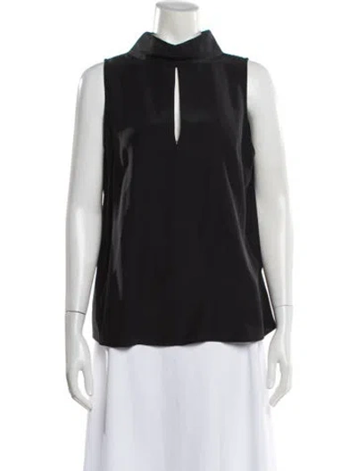 Pre-owned Frame Silk Mock Neck Top In Black