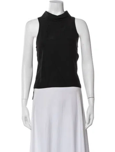 Pre-owned Frame Silk Mock Neck Top In Black