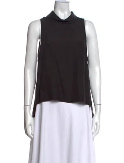 Pre-owned Frame Silk Mock Neck Top In Black