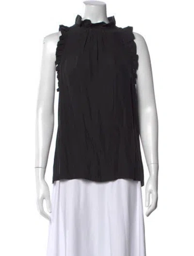 Pre-owned Frame Silk Mock Neck Top In Black
