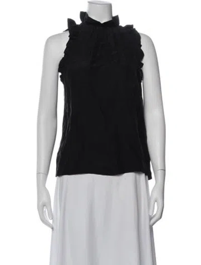 Pre-owned Frame Silk Mock Neck Top In Black