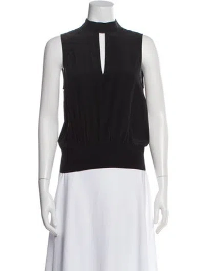 Pre-owned Frame Silk Mock Neck Top In Gray
