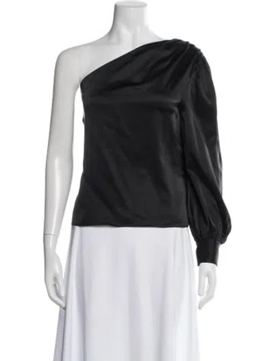 Pre-owned Frame Silk One-shoulder Top In Gray