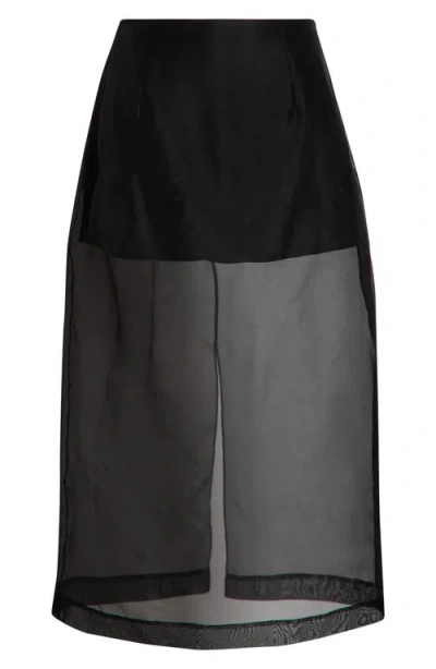 Frame Silk Organza Pencil Skirt In Black