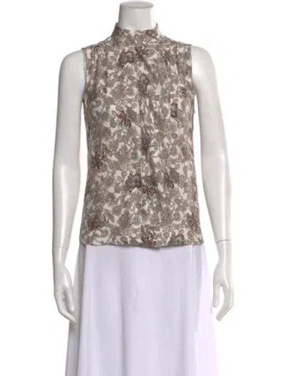 Pre-owned Frame Silk Paisley Print Blouse In Neutral